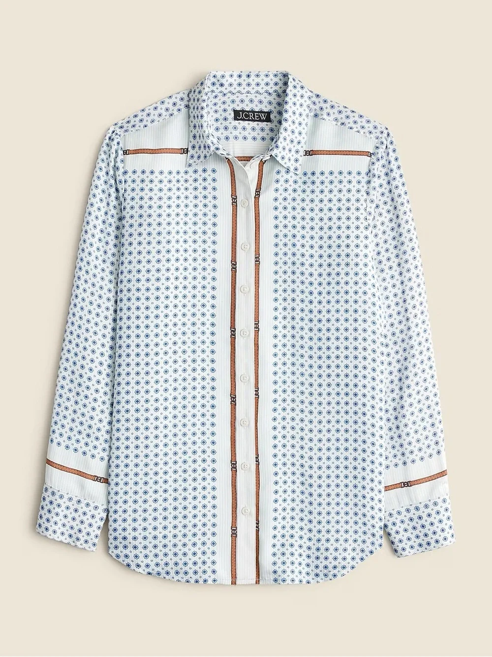 J. Crew Drapey Scarf Print Button Up Shirt Size Small Old Money Preppy Classic